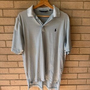 Polo Golf by Ralph Lauren Men's Light Blue Striped Polo Sz Medium